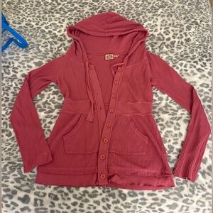 juicy couture waffle knit button up hoodie